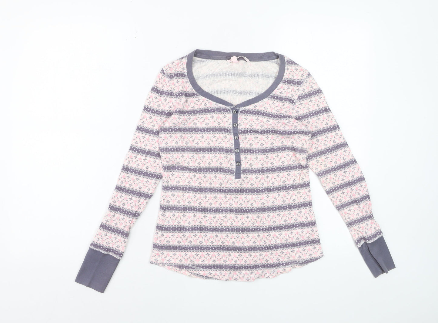 Victoria's Secret Women's Pink Fair Isle Long Sleeve Pyjama Top M