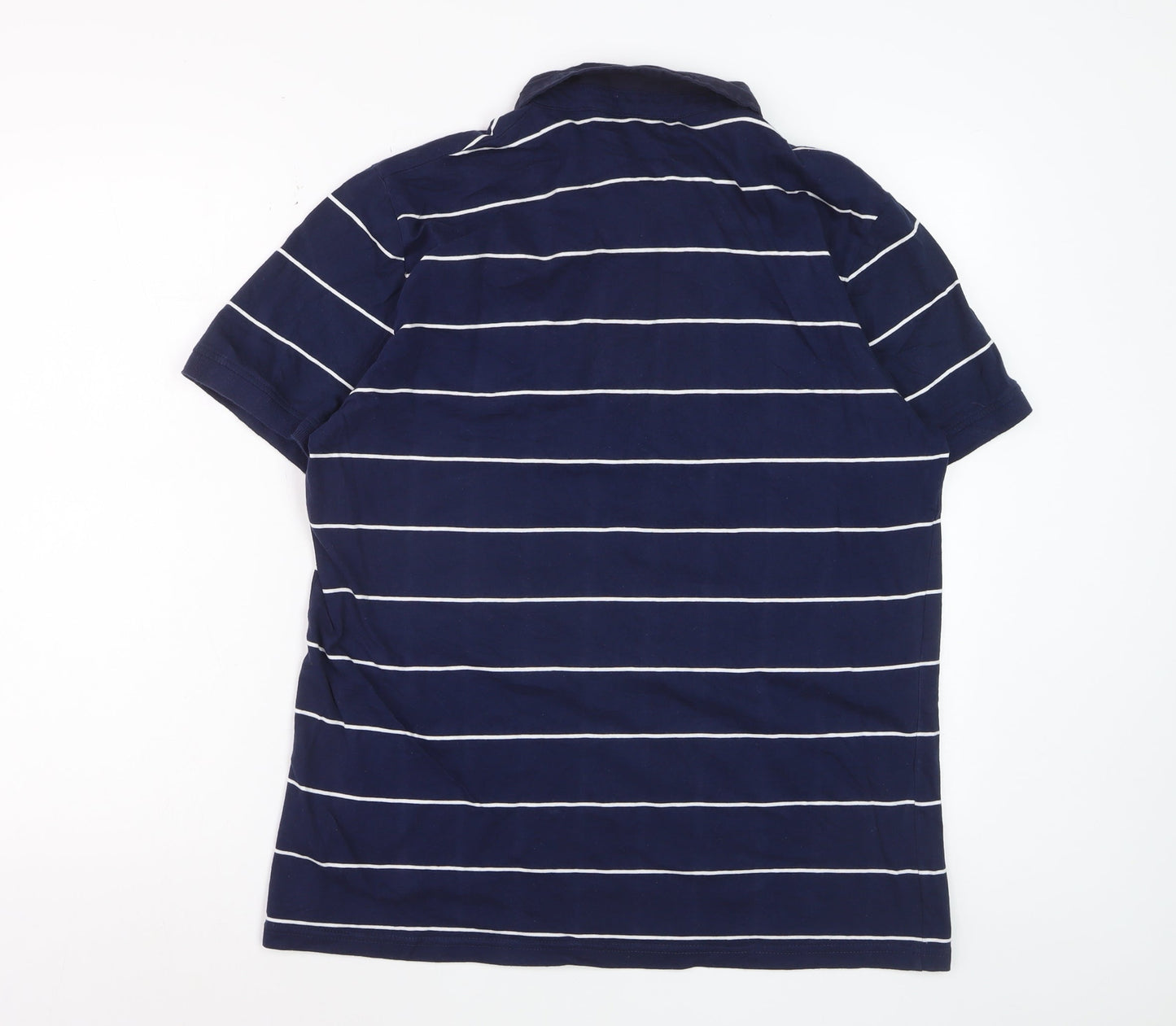Lee Cooper Men’s Blue Striped Polo Shirt Size L Cotton Casual