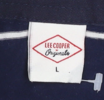 Lee Cooper Men’s Blue Striped Polo Shirt Size L Cotton Casual