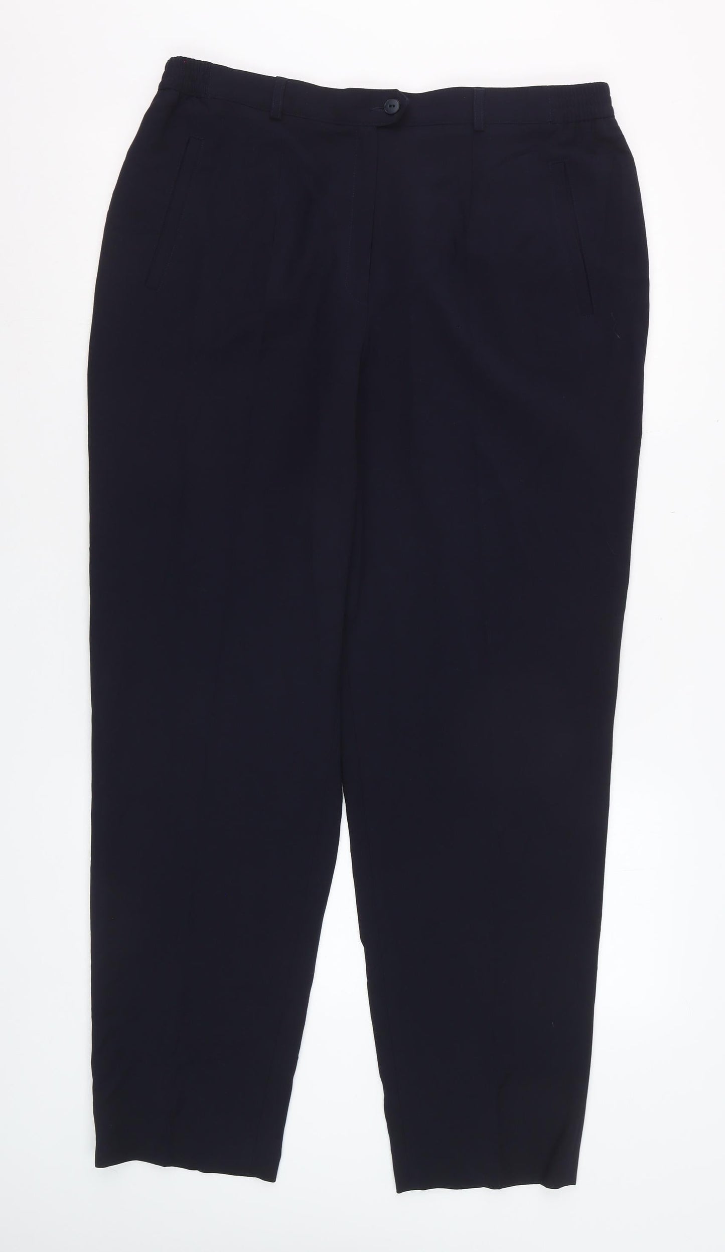 Lucia Women Navy Wool Blend Tapered Trousers Size 16