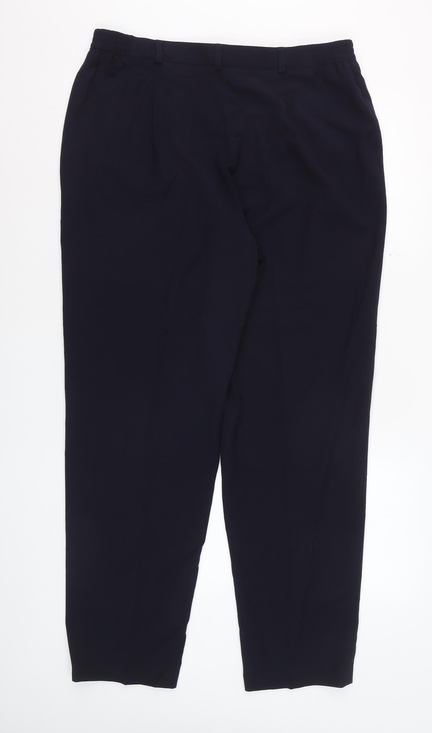 Lucia Women Navy Wool Blend Tapered Trousers Size 16