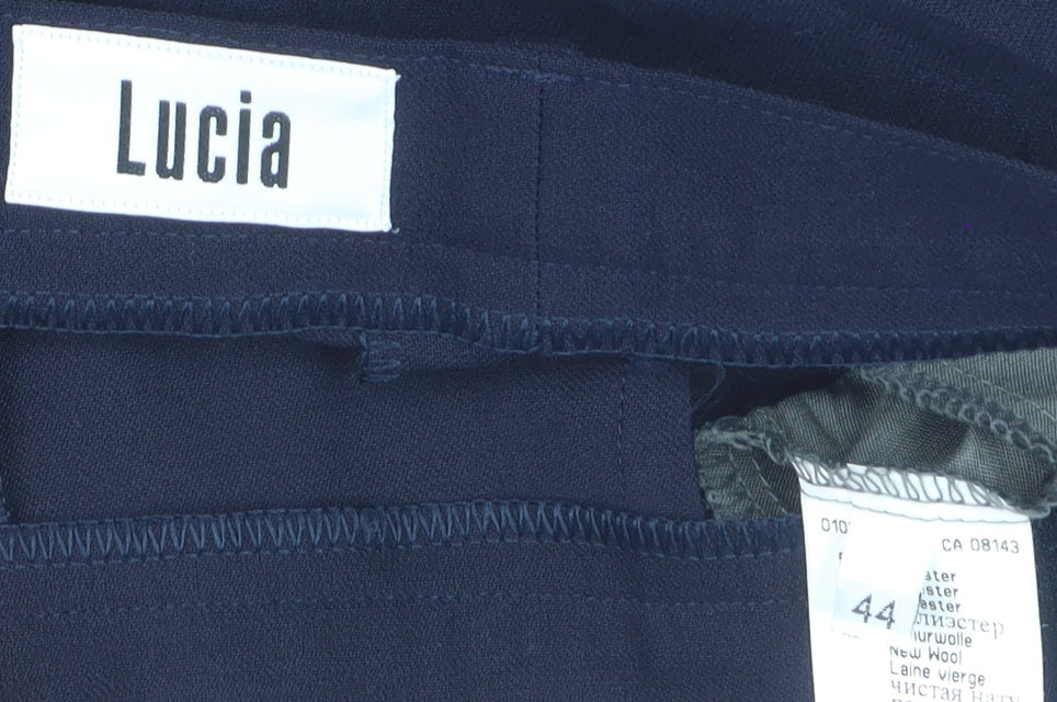 Lucia Women Navy Wool Blend Tapered Trousers Size 16
