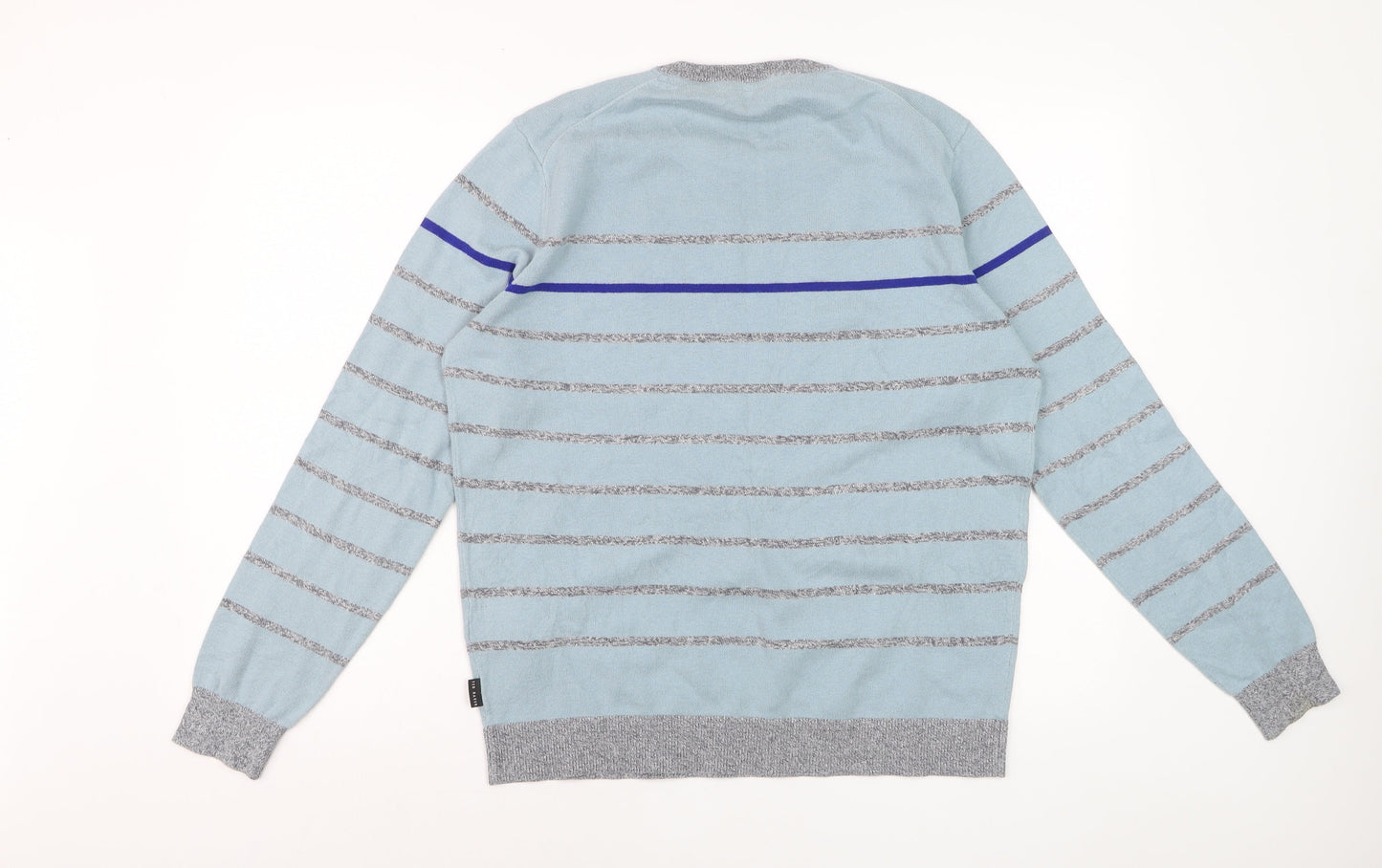 Ted Baker Men's Blue Striped Crew Neck Cotton Jumper Size L