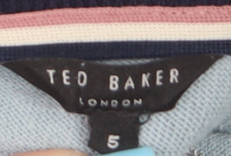 Ted Baker Men's Blue Striped Crew Neck Cotton Jumper Size L