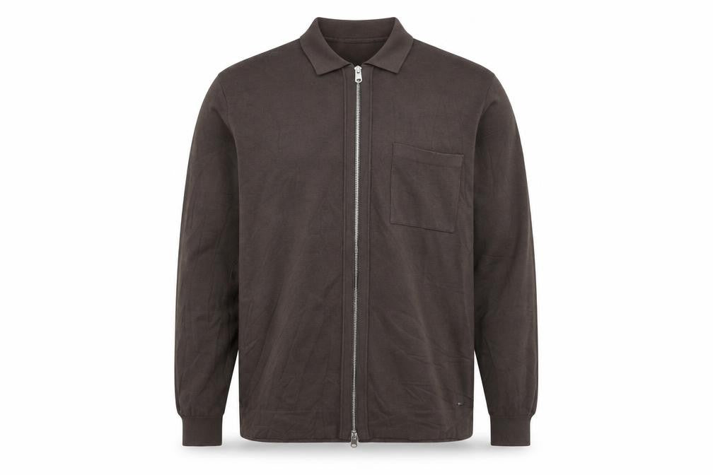 Marks & Spencer Men’s Brown Cotton Modal Full Zip Collared Jumper XL