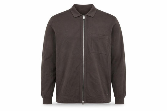 Marks & Spencer Men’s Brown Cotton Modal Full Zip Collared Jumper XL