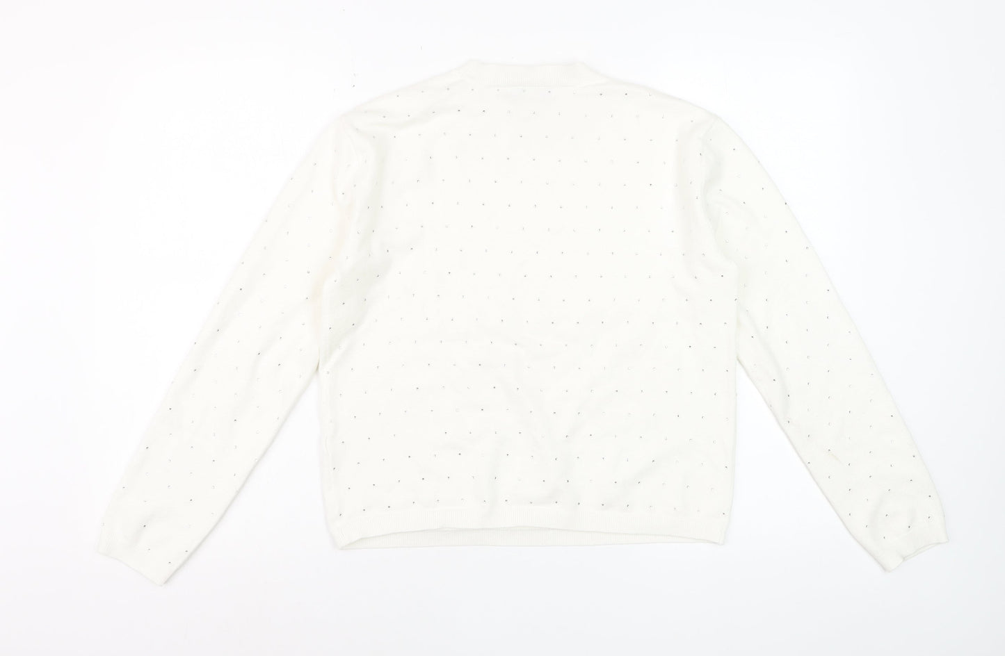 Marks and Spencer Womens Ivory Jewel Crew Neck Jumper Size S