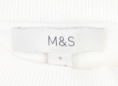 Marks and Spencer Womens Ivory Jewel Crew Neck Jumper Size S