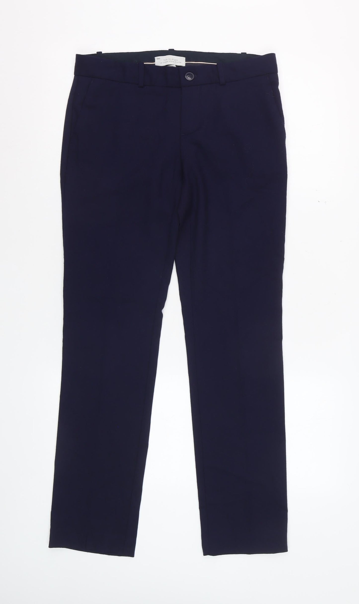 Gap Women's Blue Wool Blend True Straight Petite Trousers Size 4