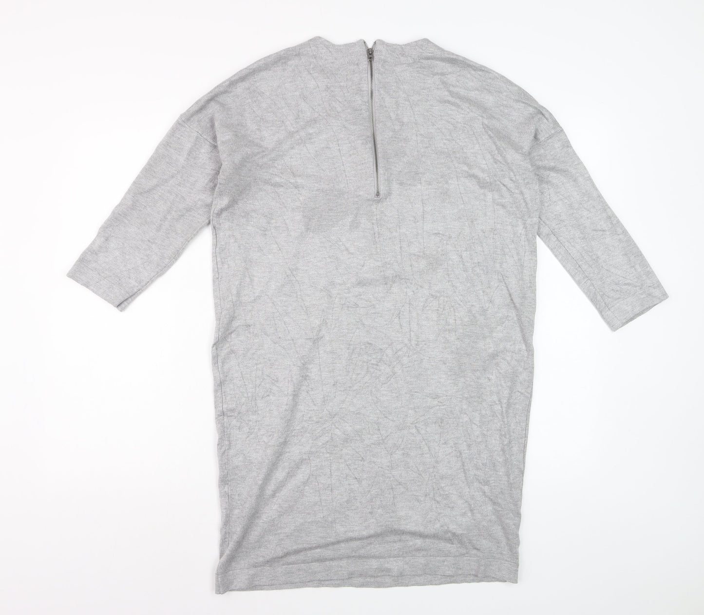 Vero Moda Women's Grey Tunic Jumper M Crew Neck 3/4 Sleeve
