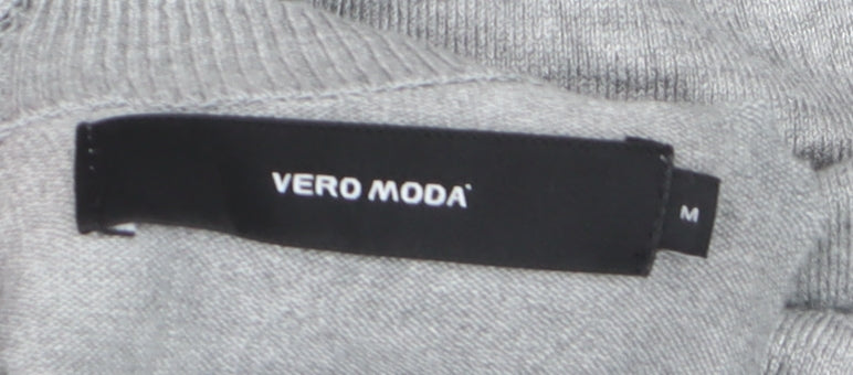 Vero Moda Women's Grey Tunic Jumper M Crew Neck 3/4 Sleeve
