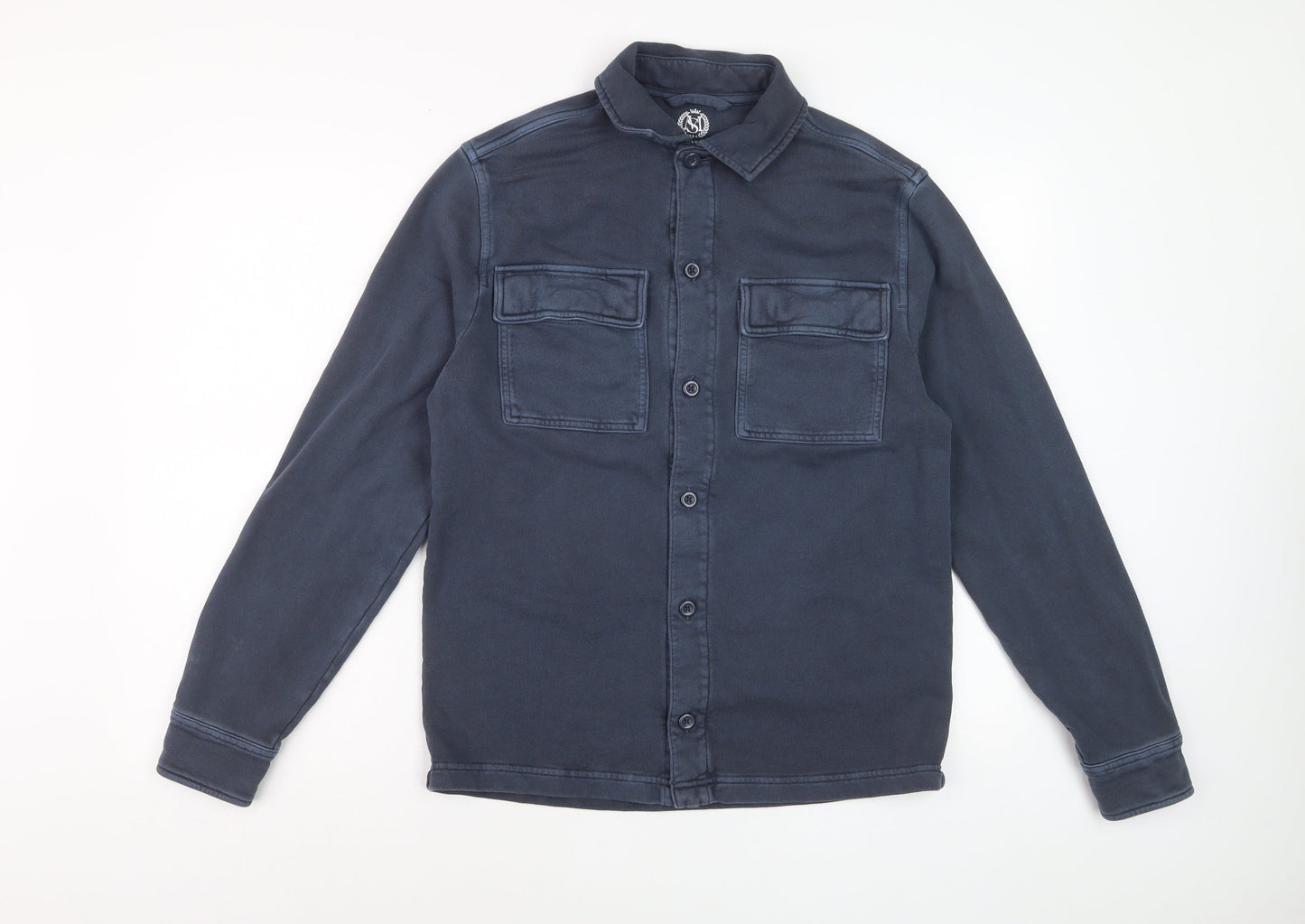 Marks and Spencer Men's Blue Cotton Long Sleeve Casual Shirt S