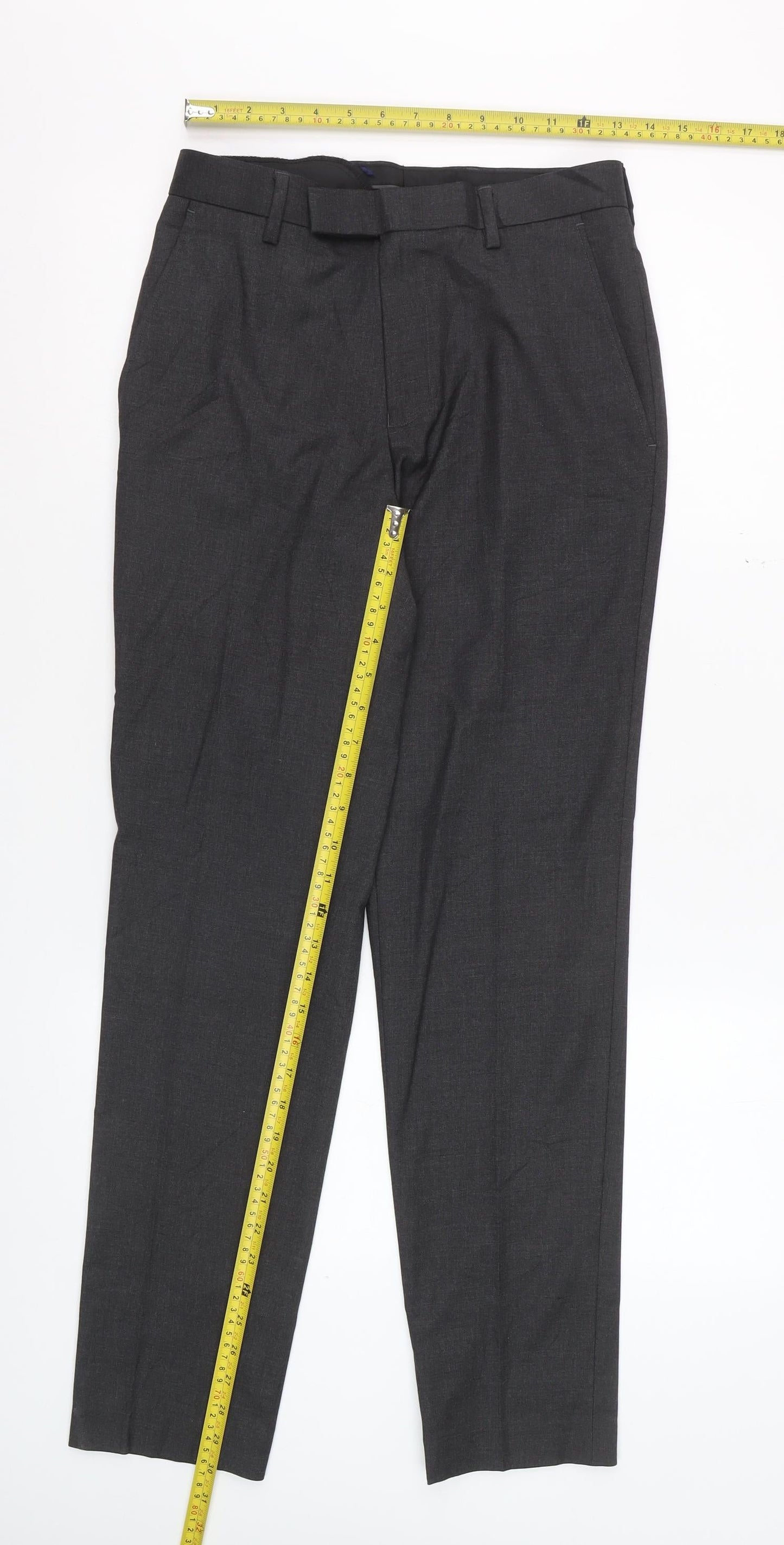 Marks and Spencer Men's Grey Regular Fit Dress Trousers 28W 31L