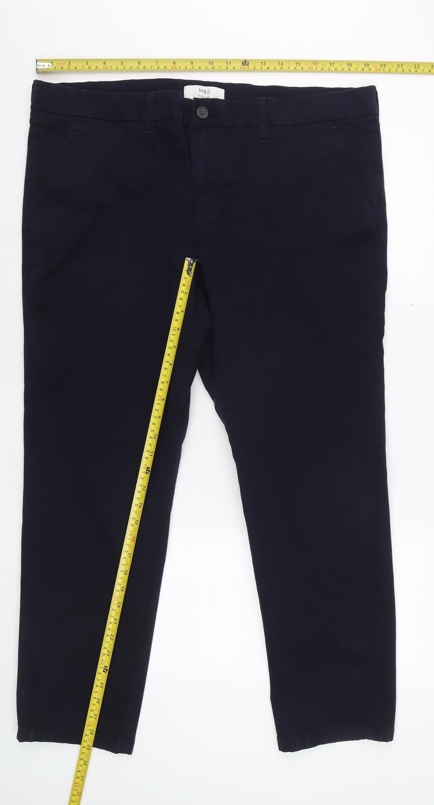 Marks and Spencer Men's Navy Slim Fit Jeans 40W 29L Cotton Stretch