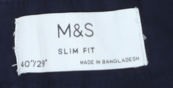Marks and Spencer Men's Navy Slim Fit Jeans 40W 29L Cotton Stretch
