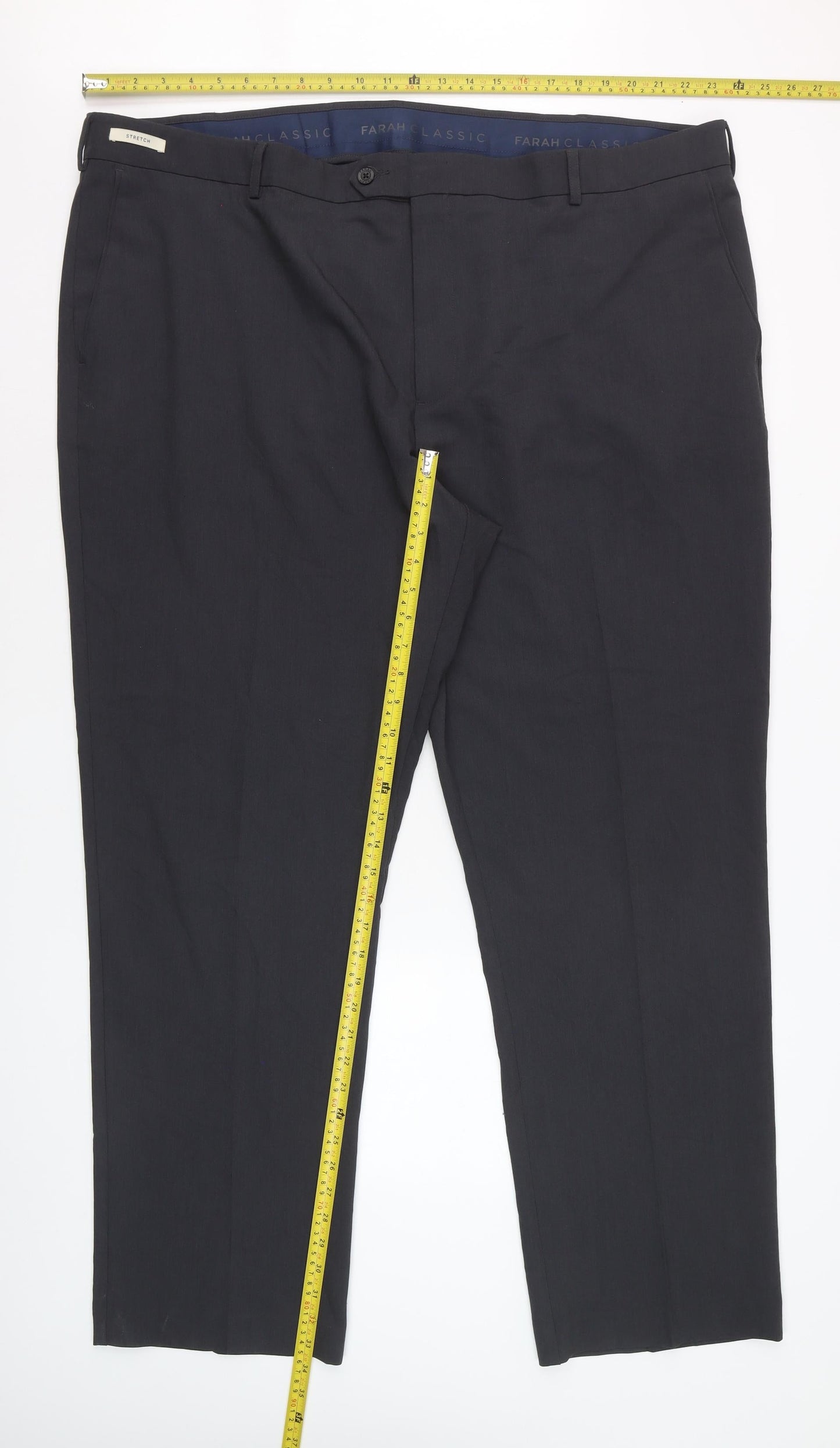 Farah Classic Men's Black 48x33 Stretch Smart Trousers
