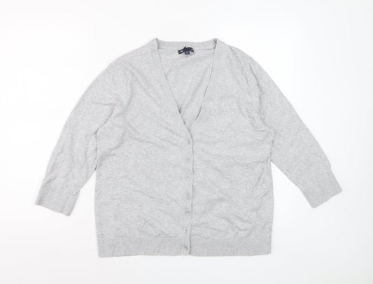 Gap Women’s Grey Cotton V-Neck Long Sleeve Cardigan XL