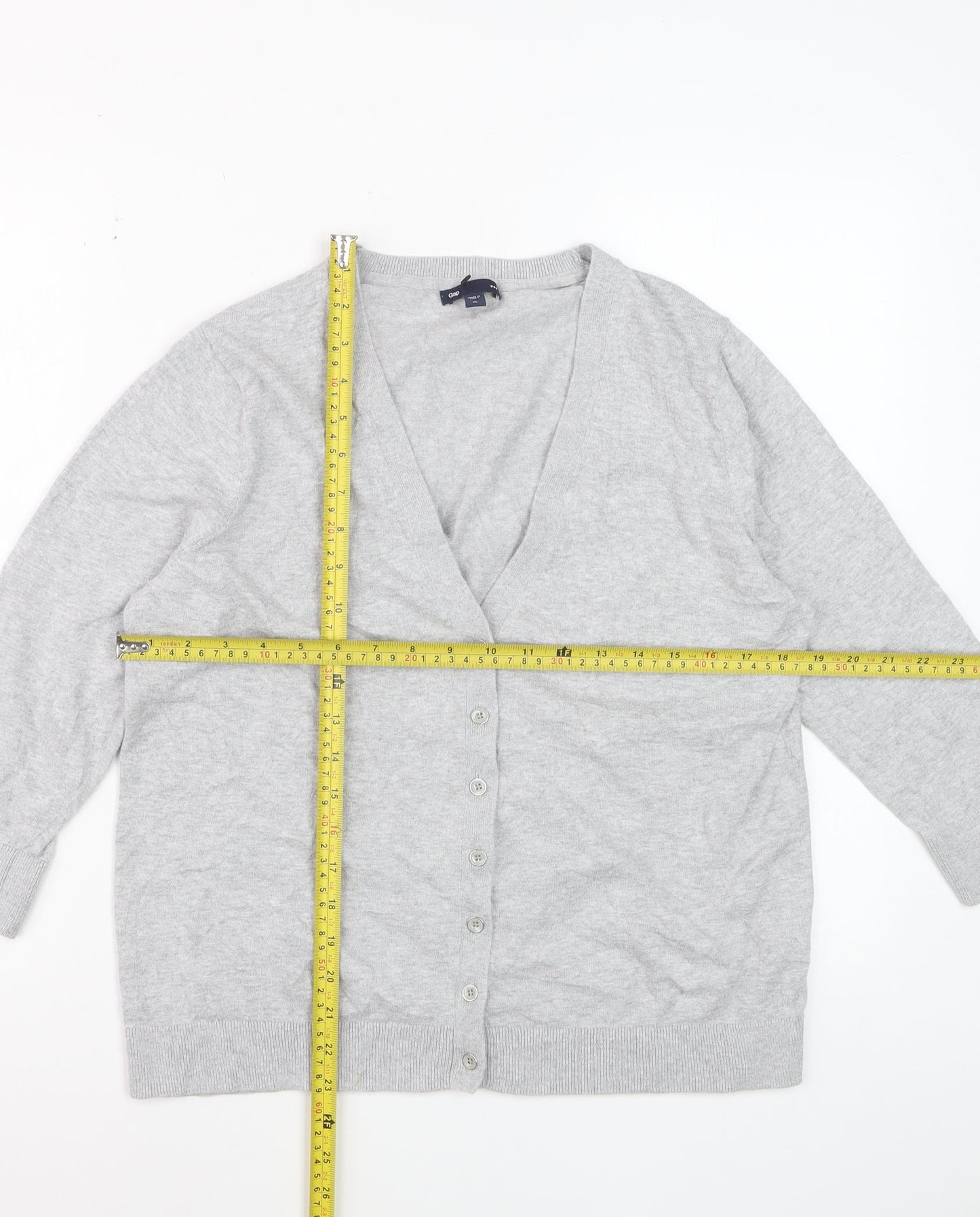 Gap Women’s Grey Cotton V-Neck Long Sleeve Cardigan XL