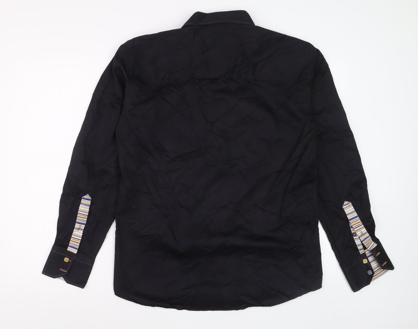 Claudio Lugli Men's Black Pure Cotton Long Sleeve Dress Shirt L 41-42