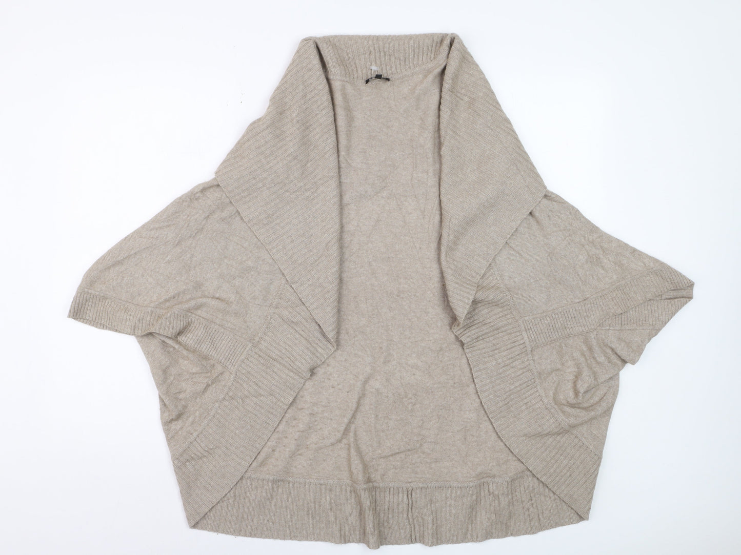 Jaeger Womens Beige Wool Blend Cape Style Short Sleeve Jumper S