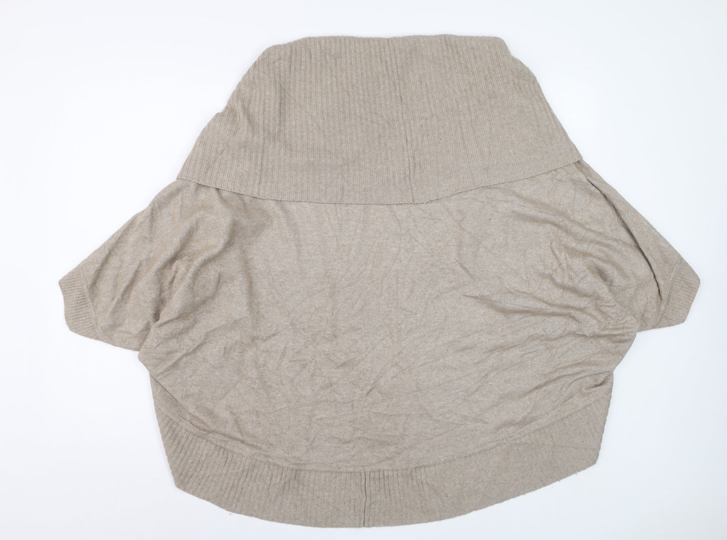 Jaeger Womens Beige Wool Blend Cape Style Short Sleeve Jumper S