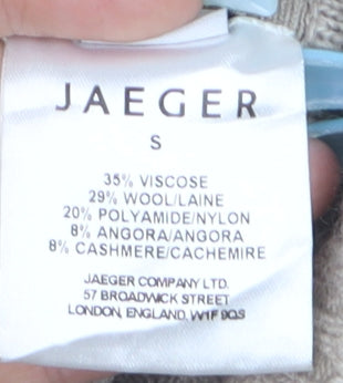 Jaeger Womens Beige Wool Blend Cape Style Short Sleeve Jumper S