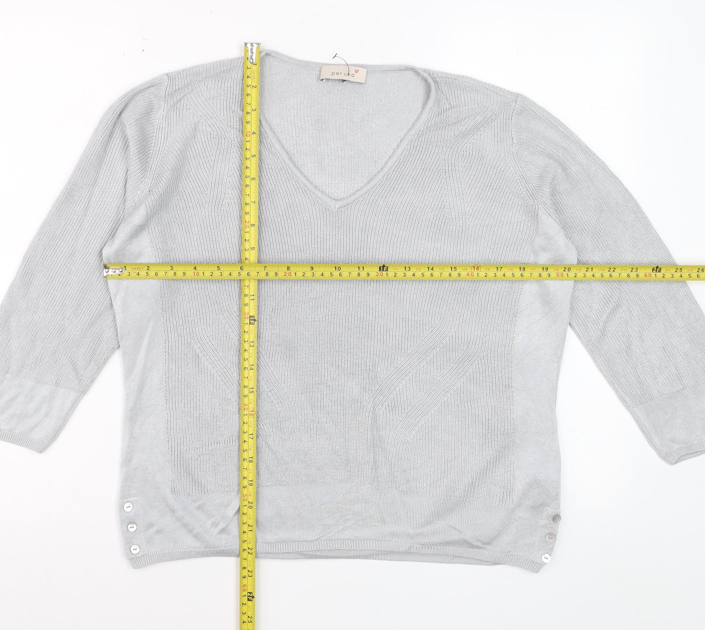 Marks and Spencer Women’s Grey V-Neck Knit Jumper Size 14