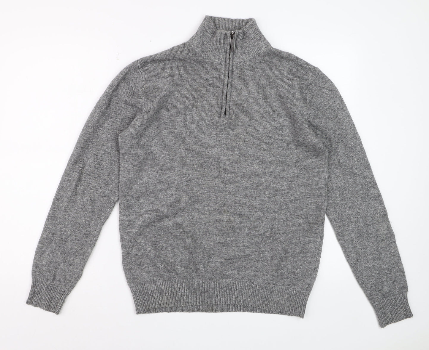 Paul Costelloe Mens Grey Wool Cashmere 1/2 Zip Jumper Size S
