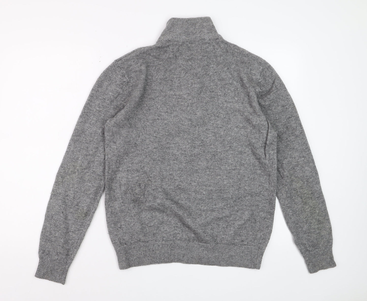 Paul Costelloe Mens Grey Wool Cashmere 1/2 Zip Jumper Size S