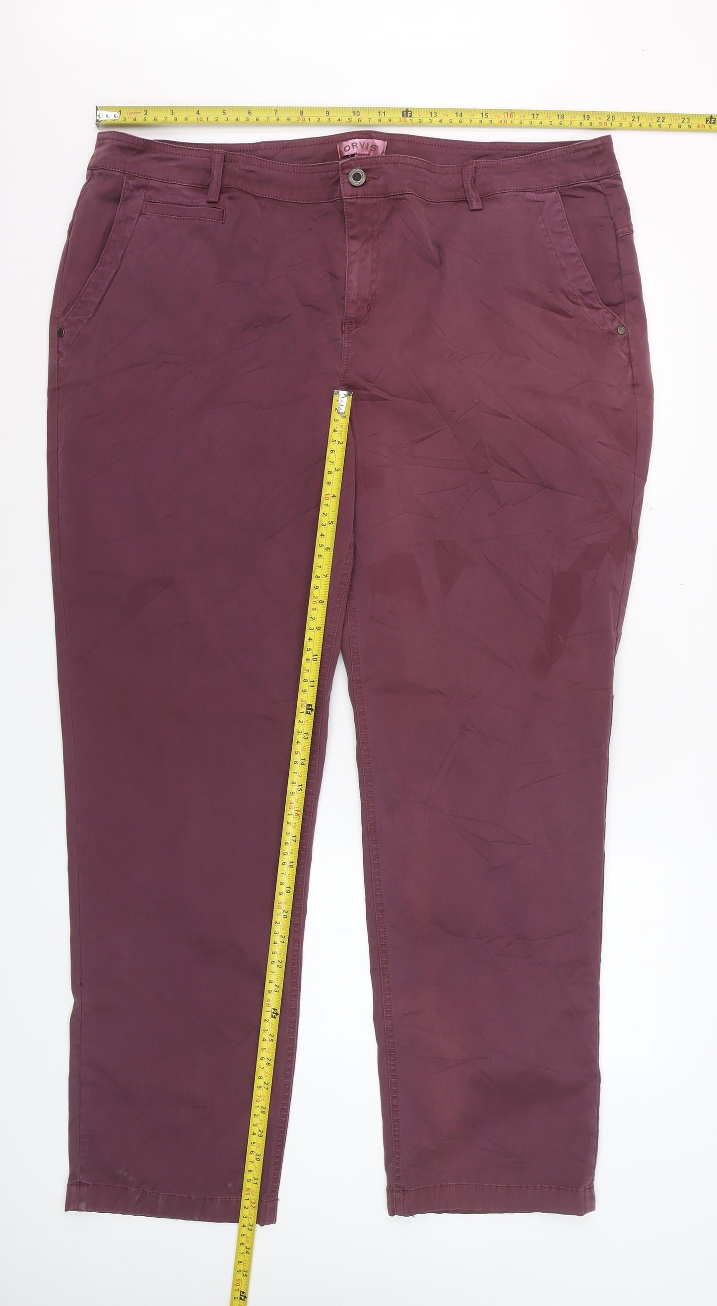 Orvis Womens Plum Cotton Blend Chino Trousers Size 20