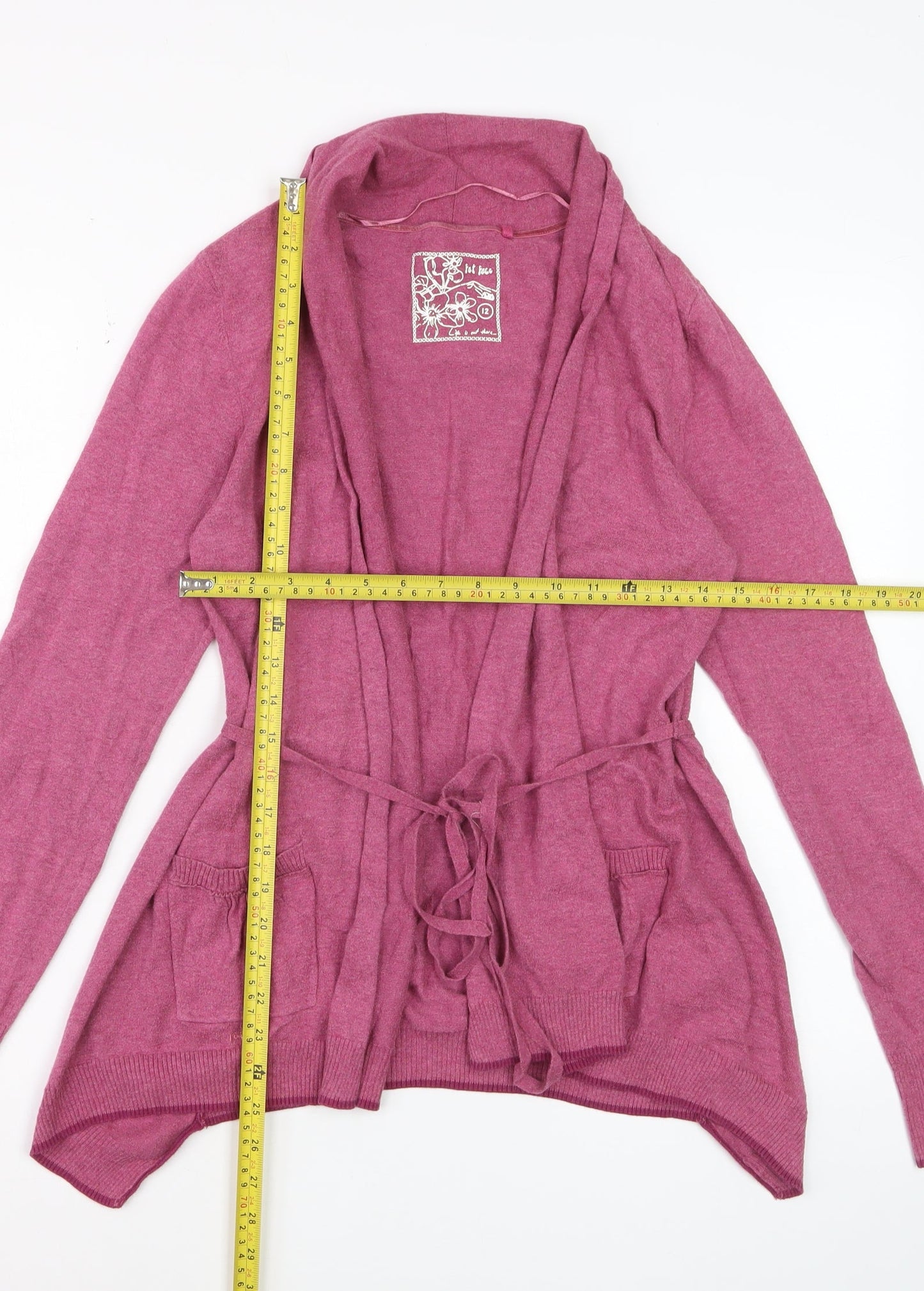 Fat Face Women’s Pink Cotton Belted Cardigan Size 12