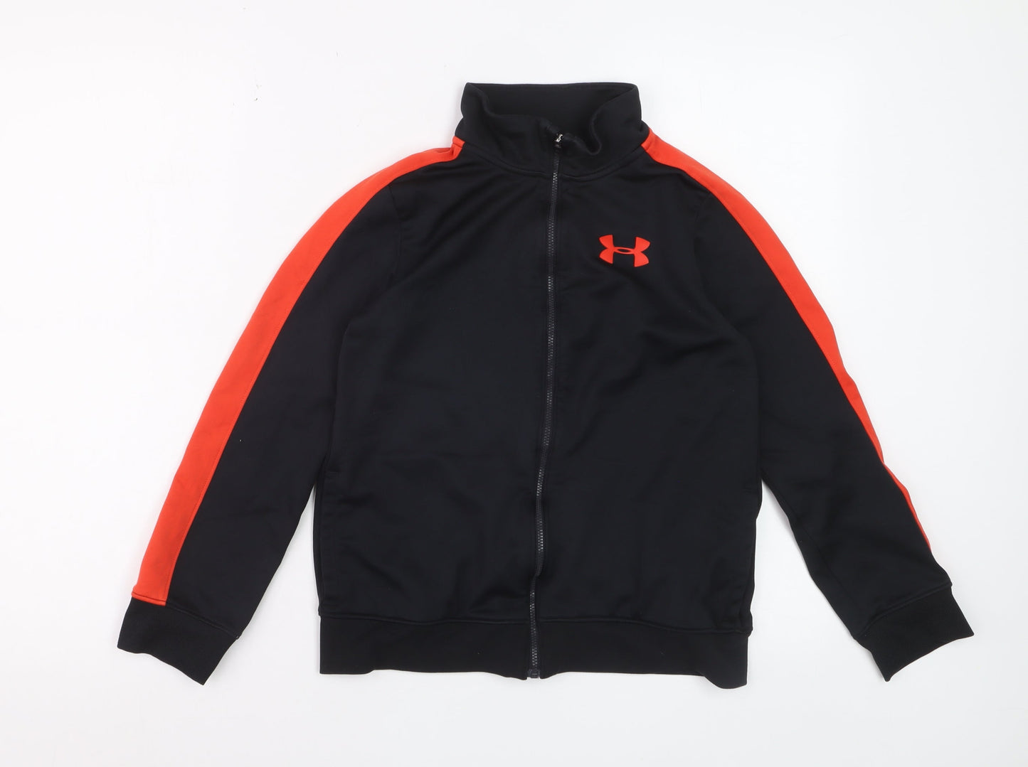 Under Armour Boys Black & Red Track Jacket Full Zip Polyester M