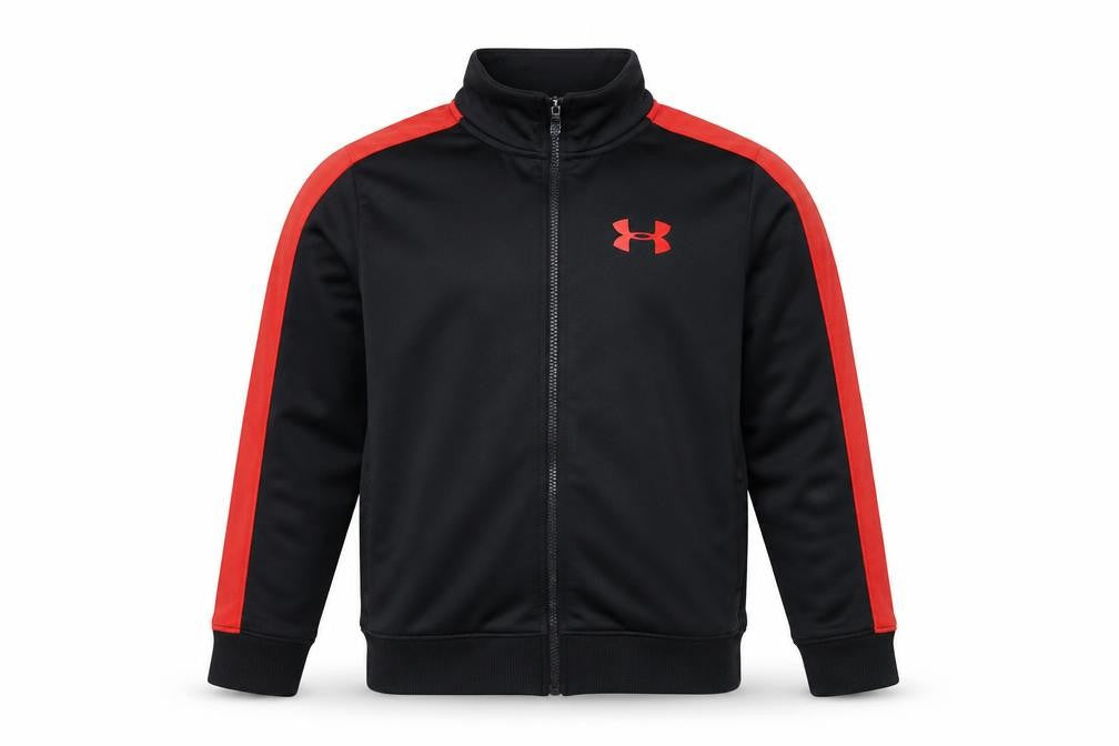 Under Armour Boys Black & Red Track Jacket Full Zip Polyester M