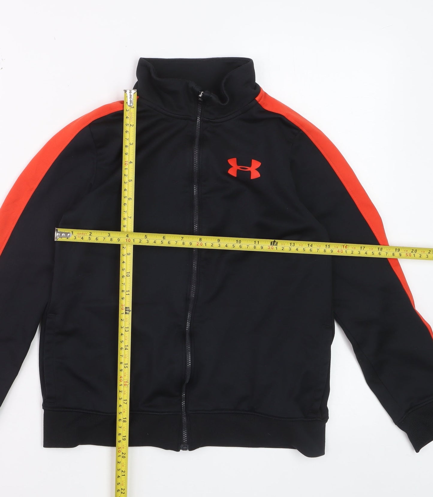 Under Armour Boys Black & Red Track Jacket Full Zip Polyester M