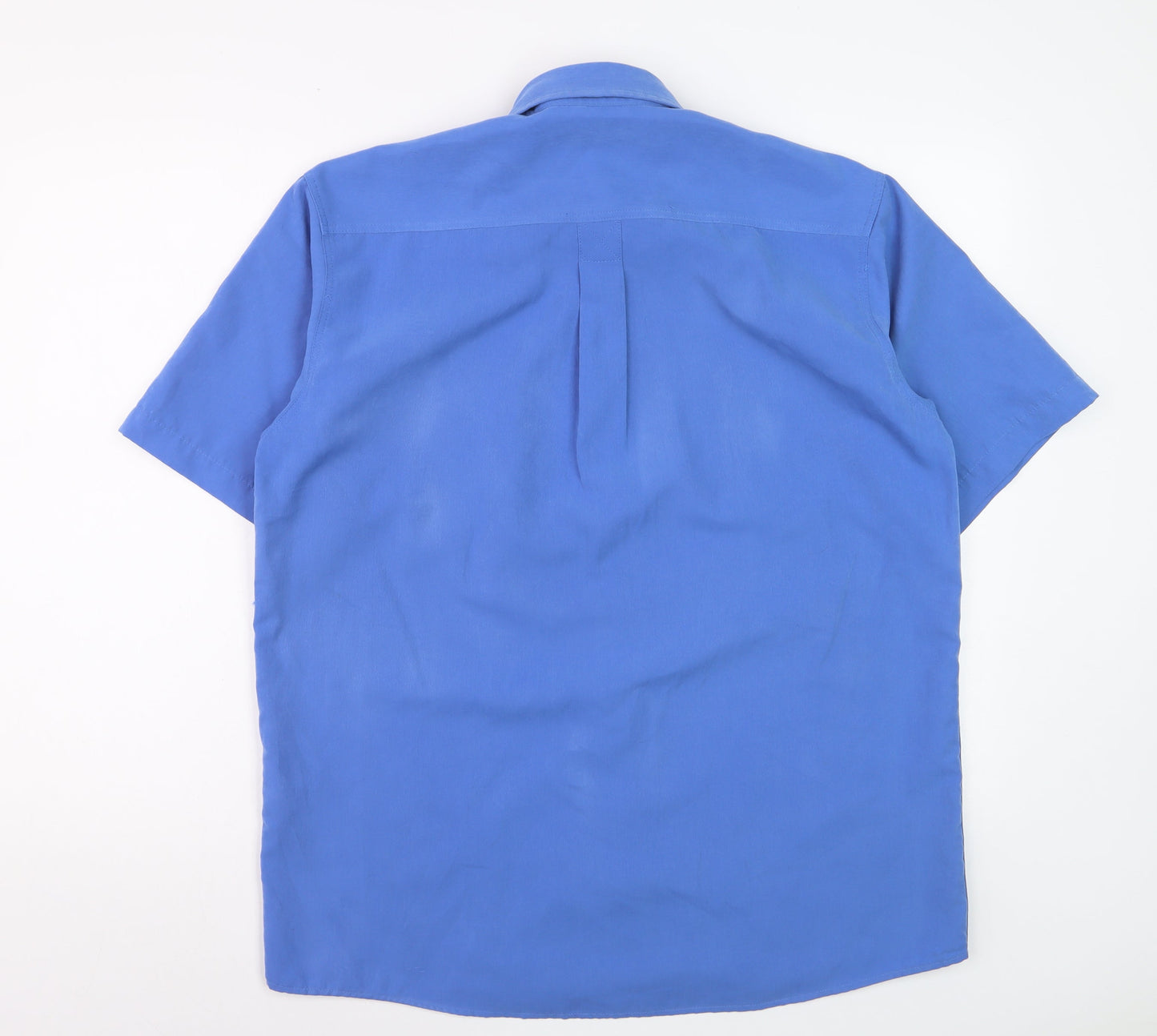 Cotton Traders Mens Blue Short Sleeve Button-Up Casual Shirt Size M