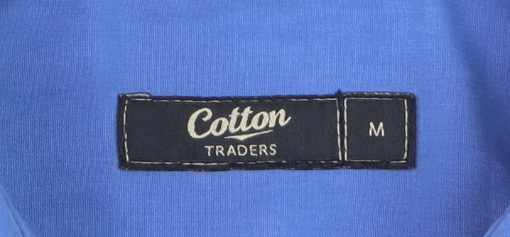 Cotton Traders Mens Blue Short Sleeve Button-Up Casual Shirt Size M
