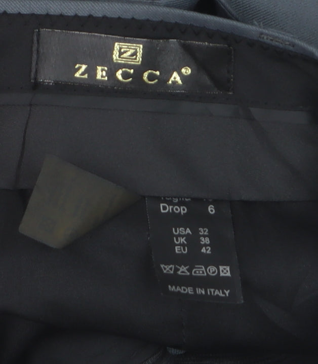Zecca Men's Grey 38 Dress Trousers Wool Blend Formal Straight Leg