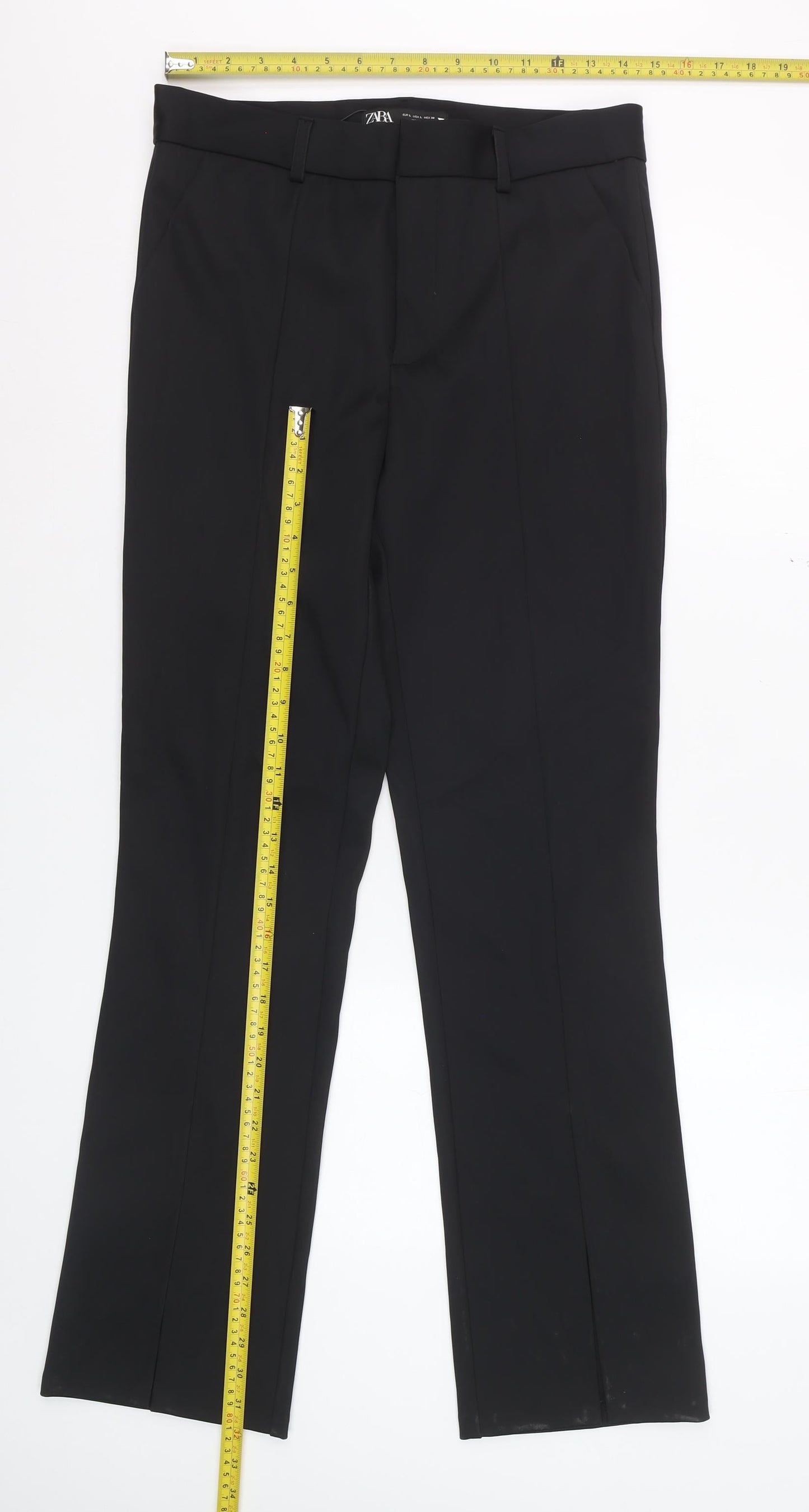 Zara Women Black L Slim Fit Dress Pants Smart Work Trousers