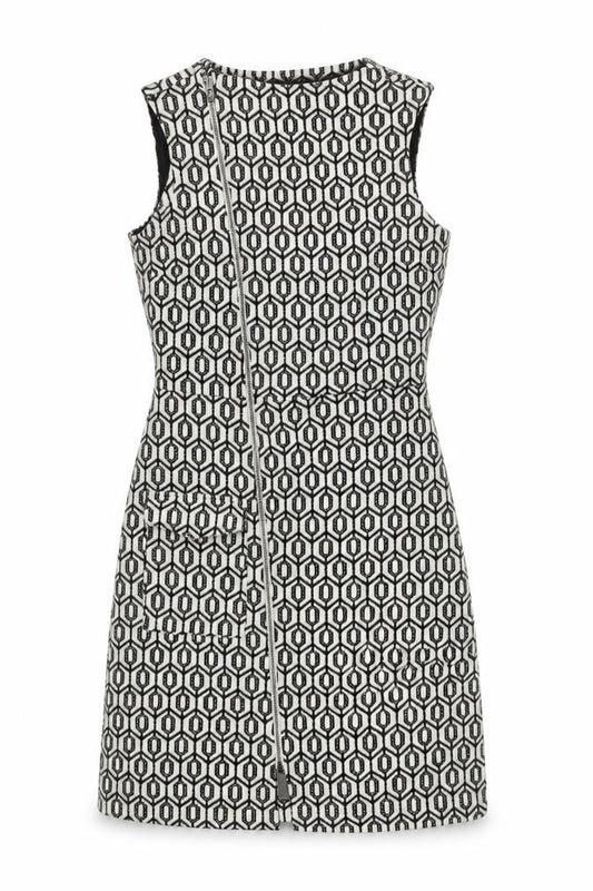 Next Women Black Geometric Shift Knee Length Dress Size 8