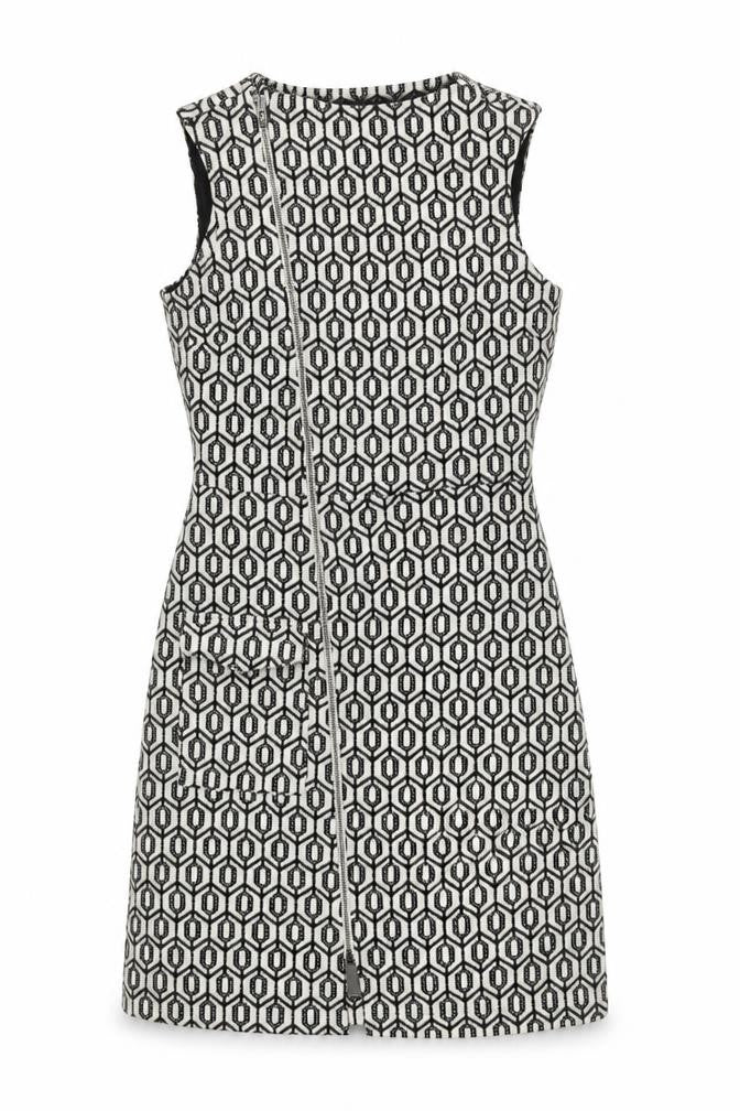 Next Women Black Geometric Shift Knee Length Dress Size 8