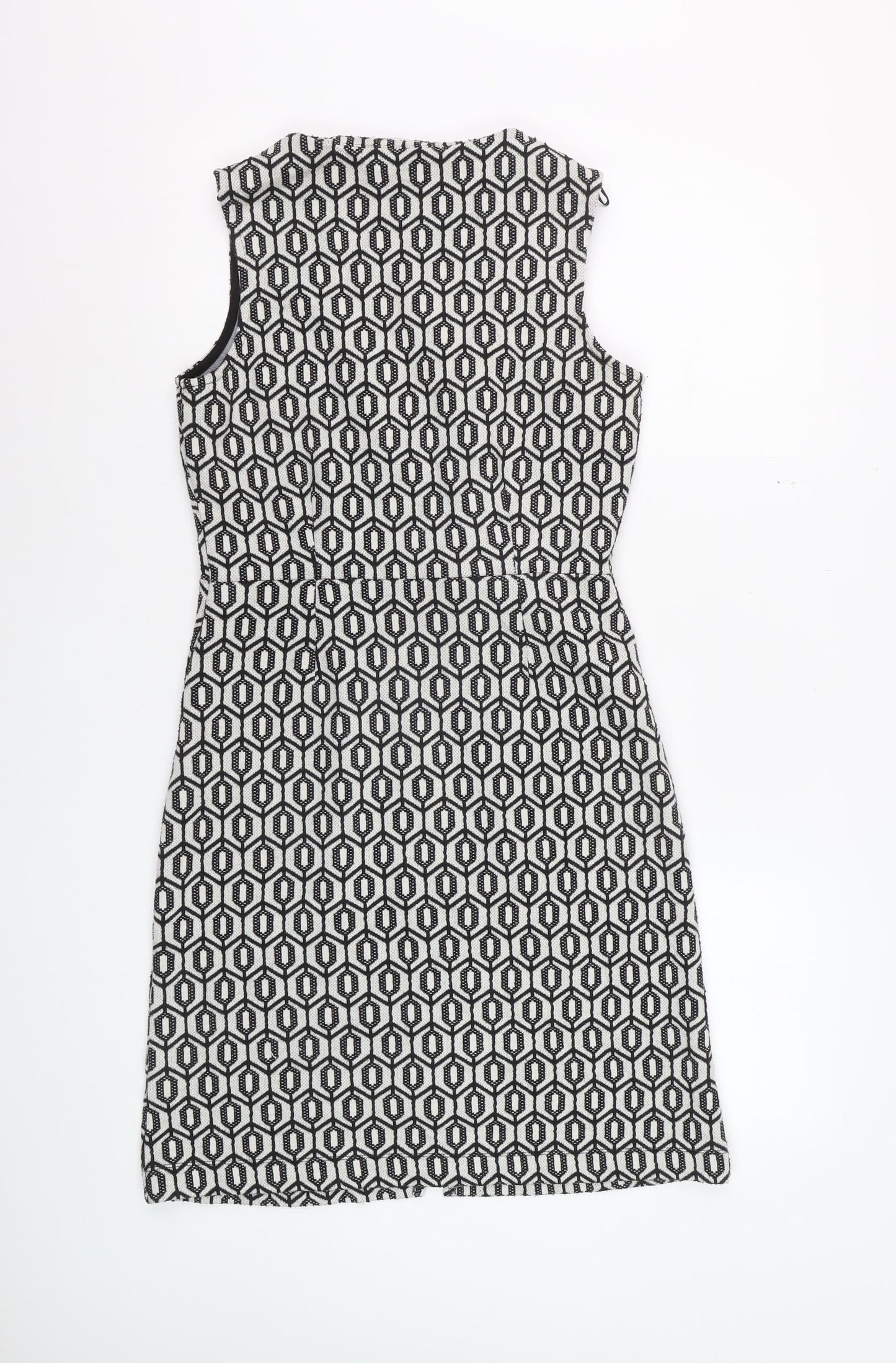 Next Women Black Geometric Shift Knee Length Dress Size 8