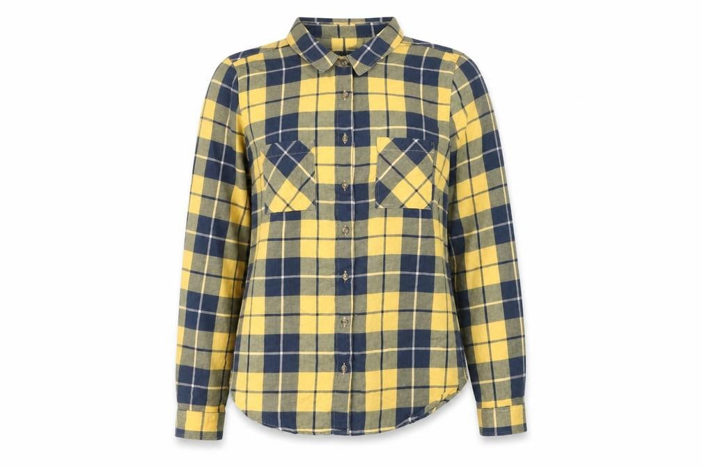 Topshop Womens Yellow Check Flannel Button-Up Shirt UK 10