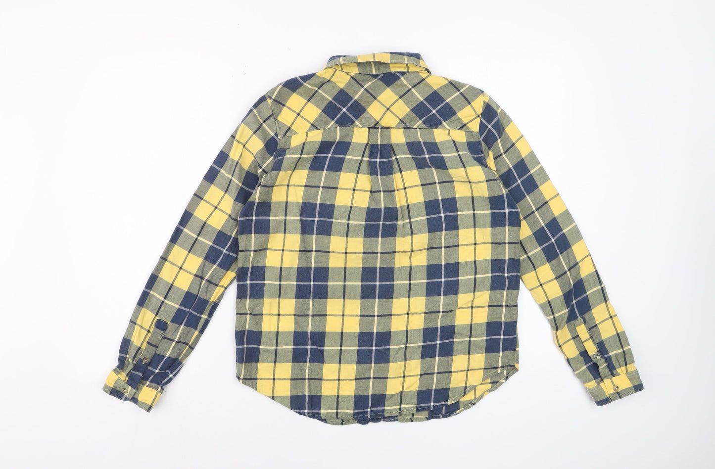 Topshop Womens Yellow Check Flannel Button-Up Shirt UK 10