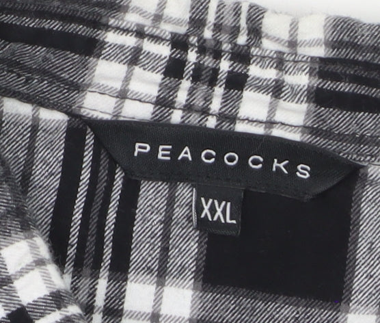Peacocks Men's Black Check Flannel 2XL Long Sleeve Button-Up Shirt