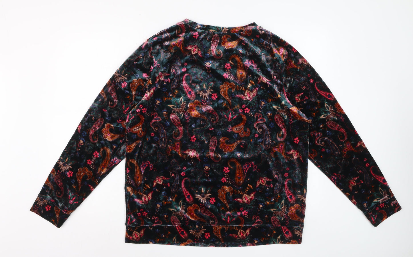 Cotton Traders Women’s Multicoloured Paisley Velvet Pullover Sweatshirt UK 16