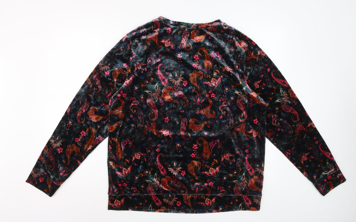 Cotton Traders Women’s Multicoloured Paisley Velvet Pullover Sweatshirt UK 16