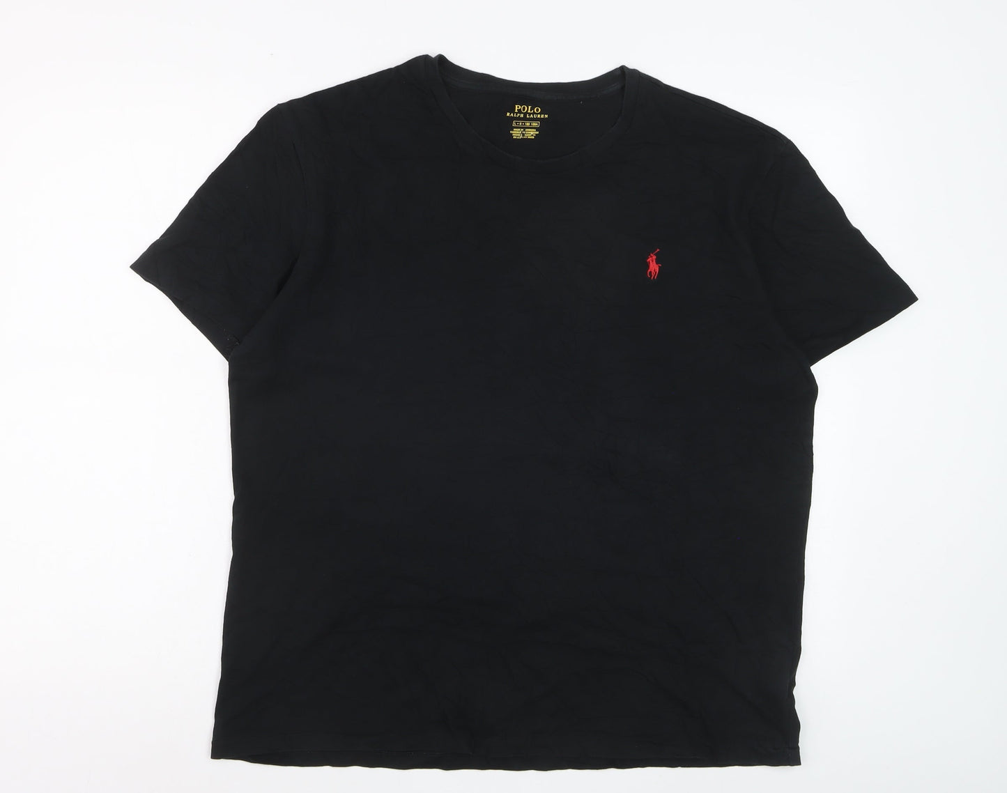 Ralph Lauren Men's Black Cotton Crew Neck Short Sleeve T-Shirt L