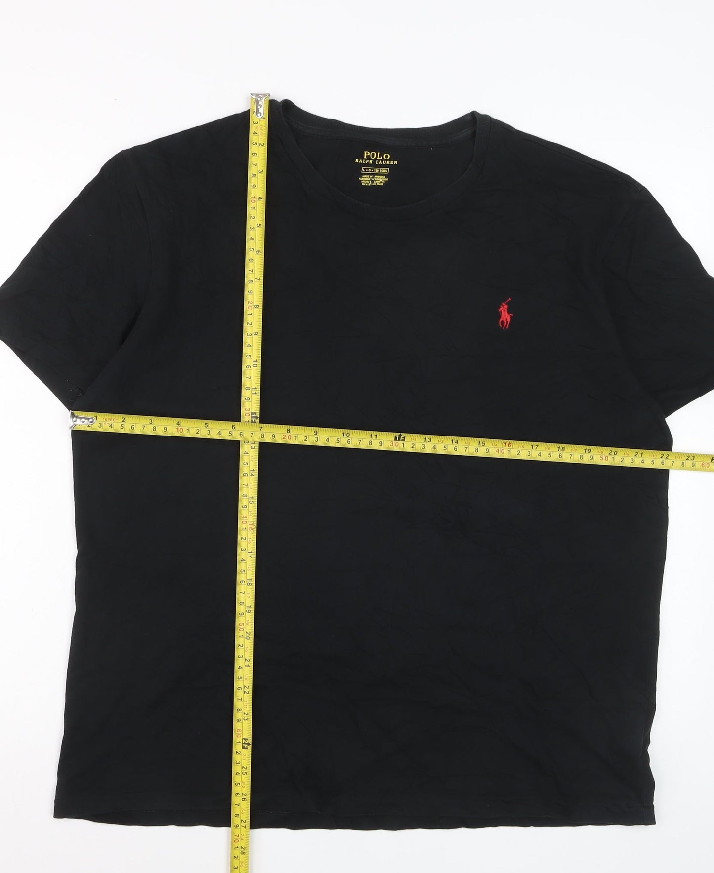 Ralph Lauren Men's Black Cotton Crew Neck Short Sleeve T-Shirt L