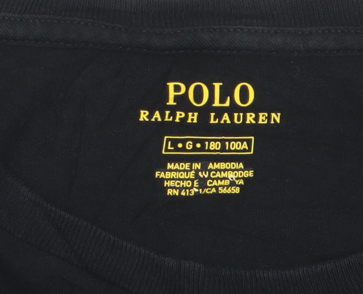 Ralph Lauren Men's Black Cotton Crew Neck Short Sleeve T-Shirt L