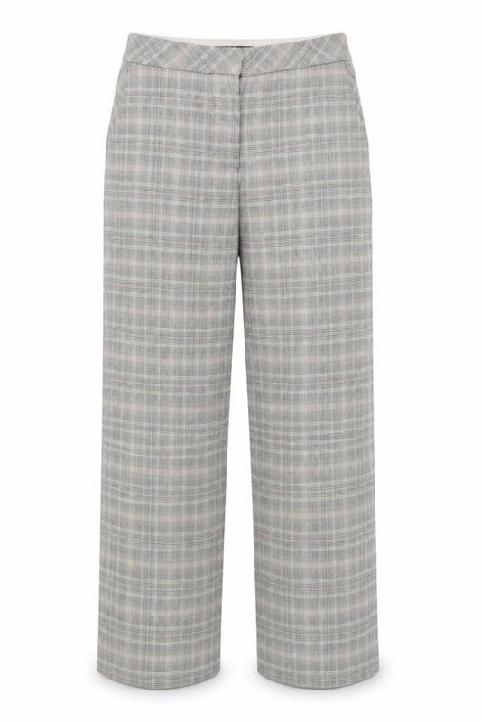 Next Women Grey Checked Wide-Leg Trousers Size 10R